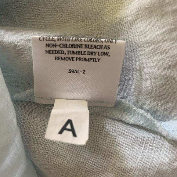 EILEEN FISHER Pastel Blue 100% Irish Linen SIZE S CAP SLEEVE BLOUSE - Picture 4 of 8
